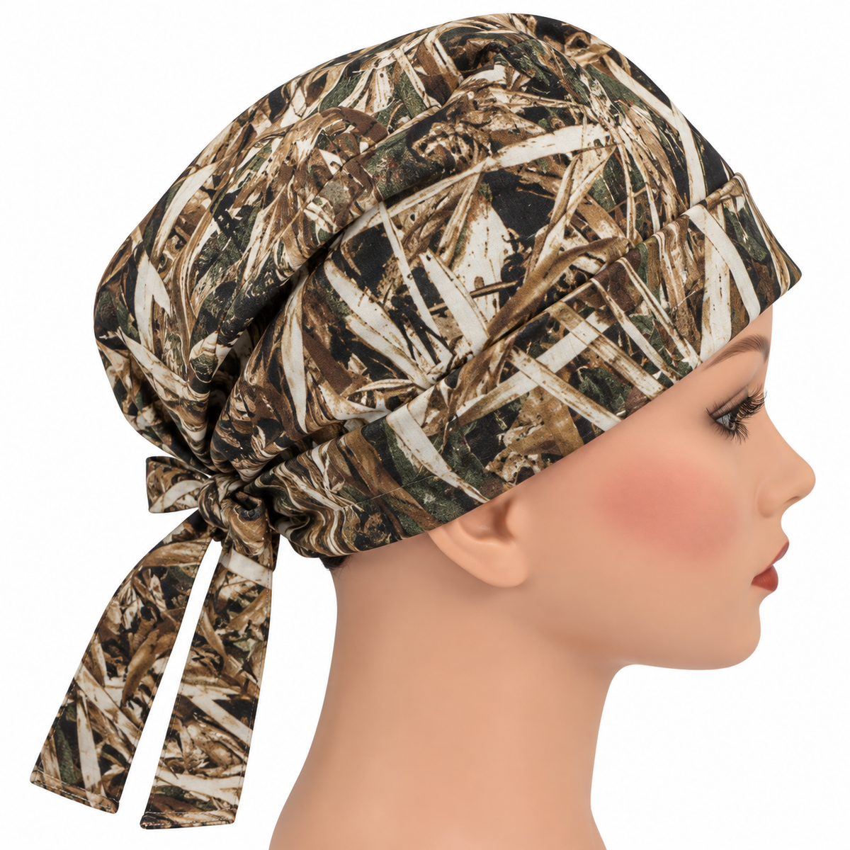 Camo Tie-Back Scrub Cap - Green & Brown