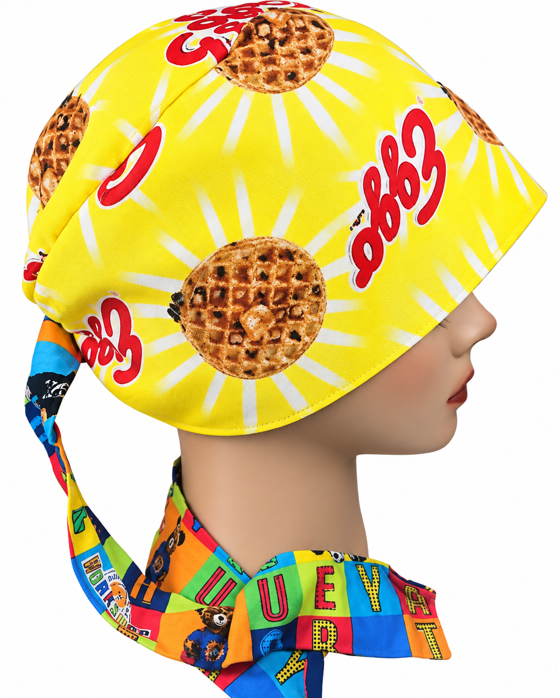 Waffle Pattern Tie-Back Scrub Cap - Yellow