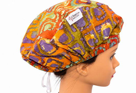 Reversible Bouffant Batik Scrub Cap