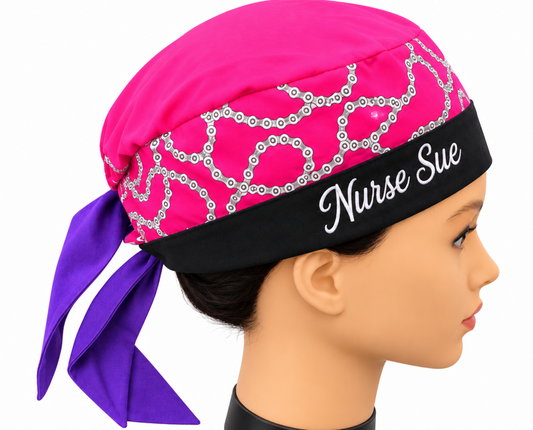 Unique TieBack Ponytail 100% Cotton Scrub Cap Free Embroidery